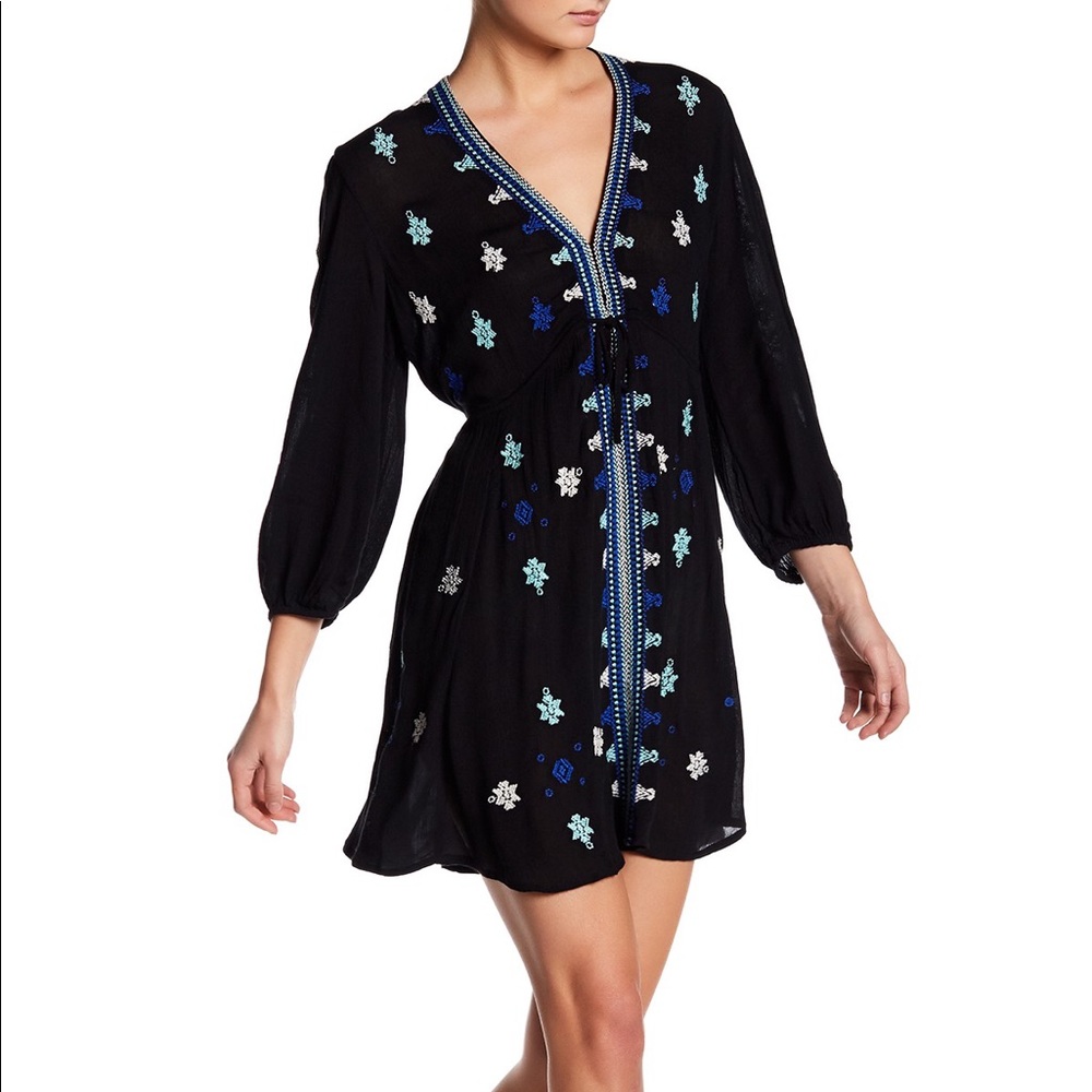 Free People Black and Blue Stargazer Dress